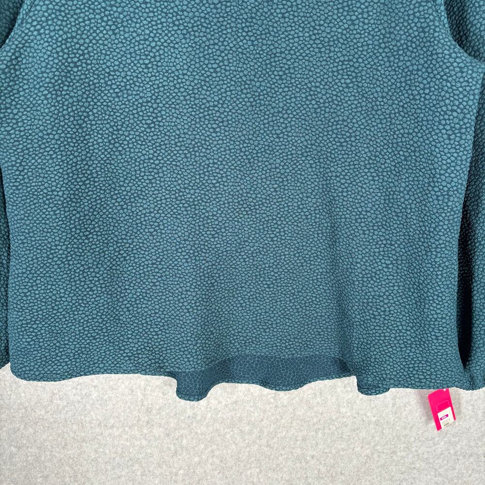Blouse Womens XXL 2XL Blue Green Animal Ruffle‎ Puff Boho Cottage Texture Career - Picture 3 of 10
